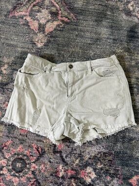 Aerie Daydream Shorties Elastic Waist Distressed - Light Gray Good Condition!